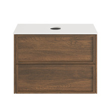 Cali 750mm Walnut Wall Hung Vanity with Basin & Shaving Cabinet Package